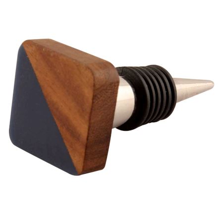 Square Wooden And Resin Wine Stopper